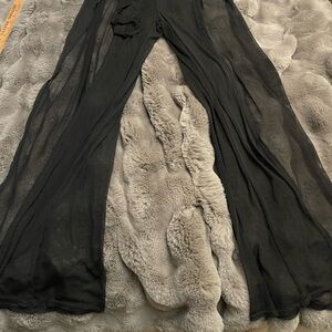 Sheer Black Wide-Leg Pants
